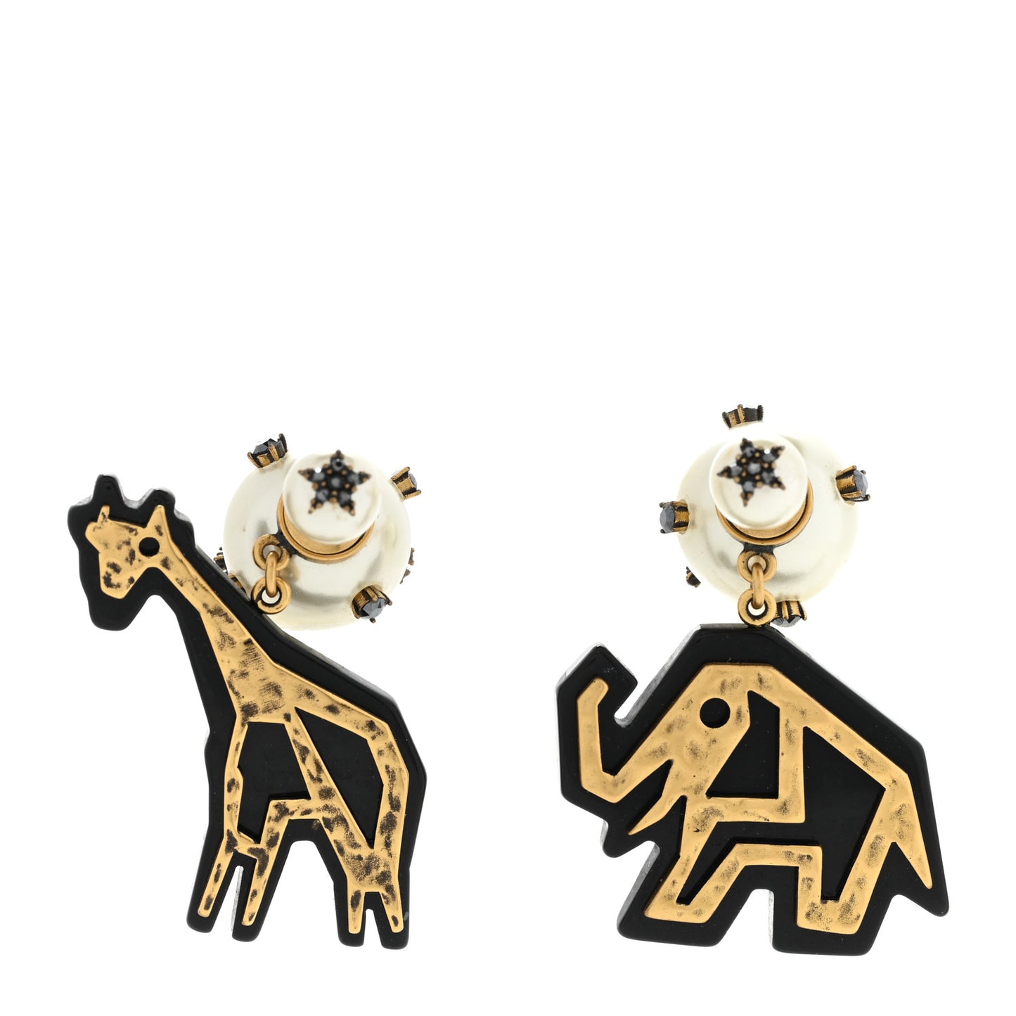 Metal Crystal Pearl Giraffe Elephant Earrings