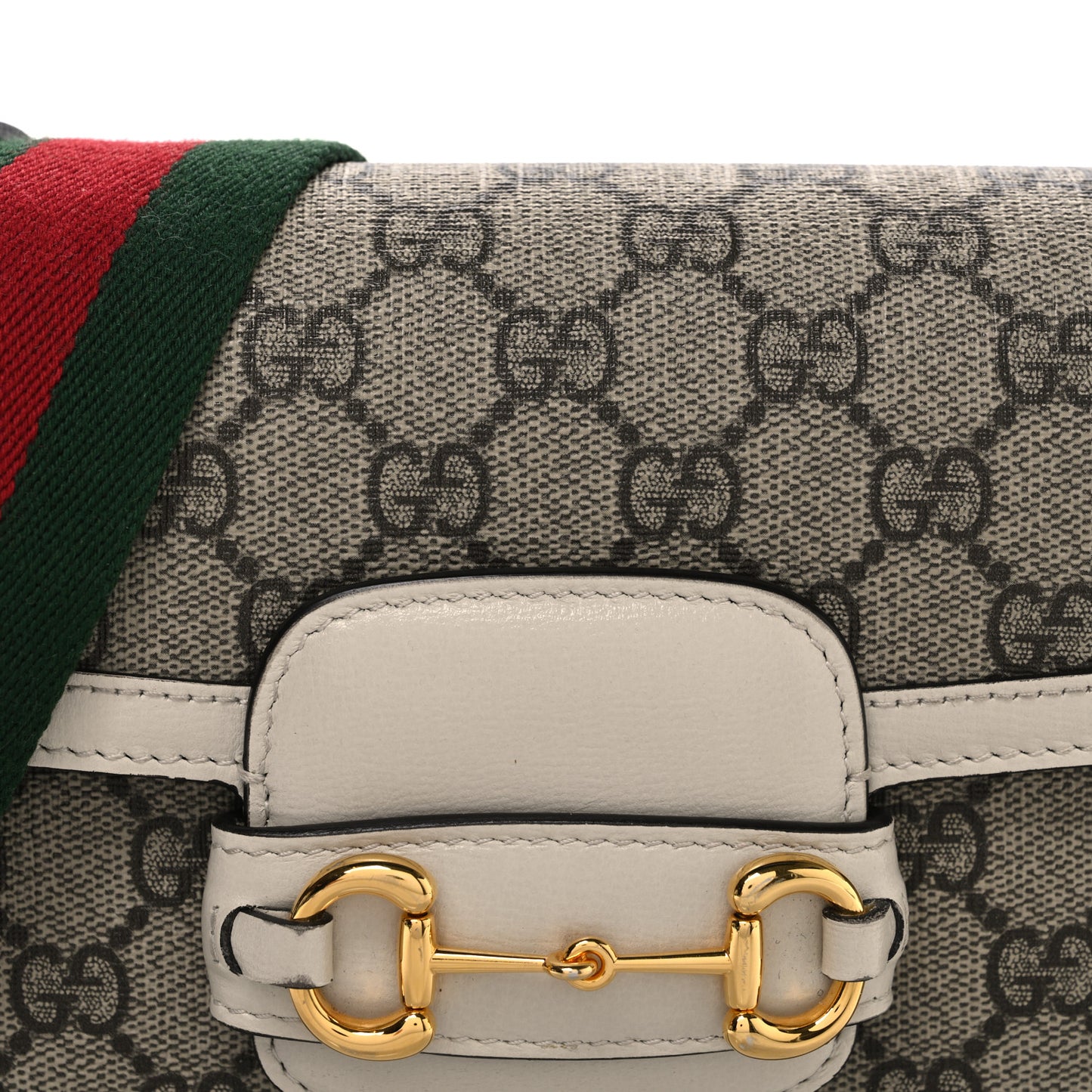 GG Supreme Monogram Textured Dollar Calfskin Web Mini Horsebit 1955 Shoulder Bag
