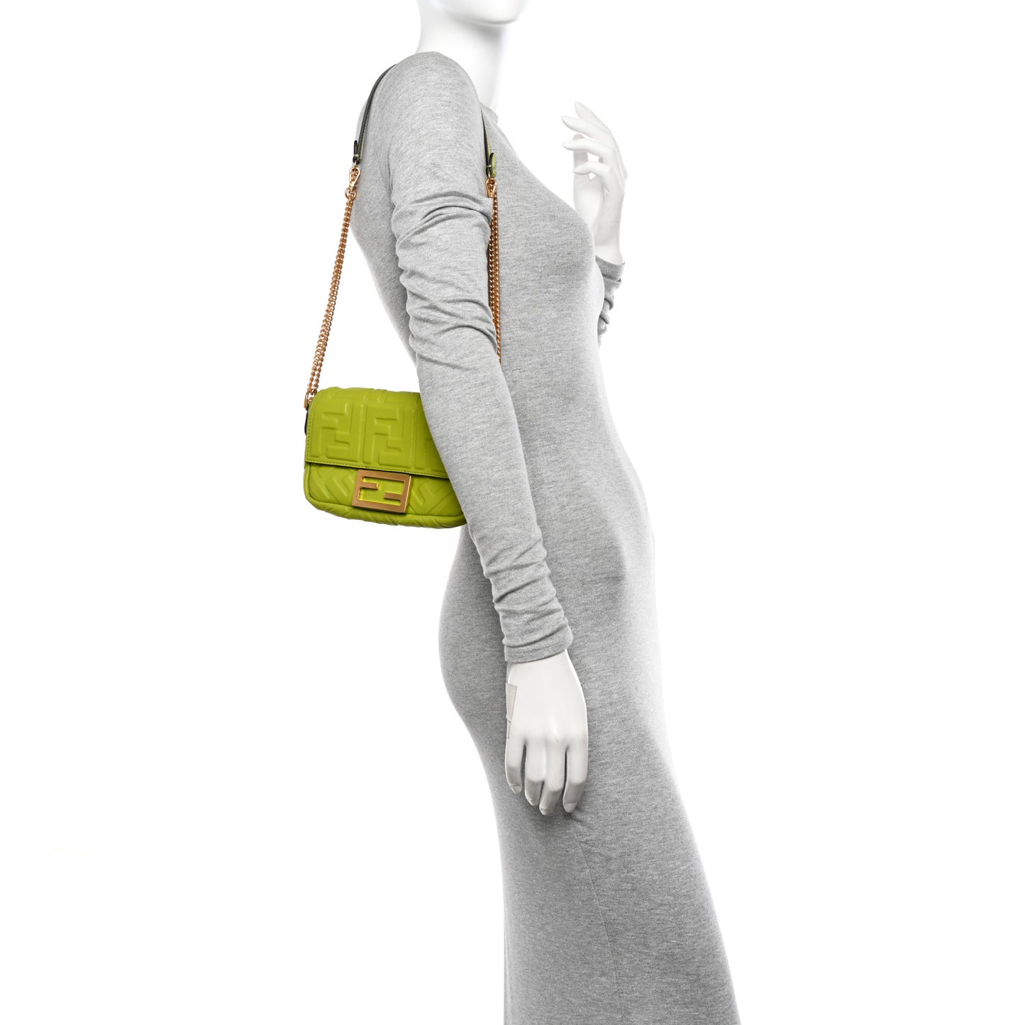 Nappa FF 1974 Embossed Mini Baguette Wasabi