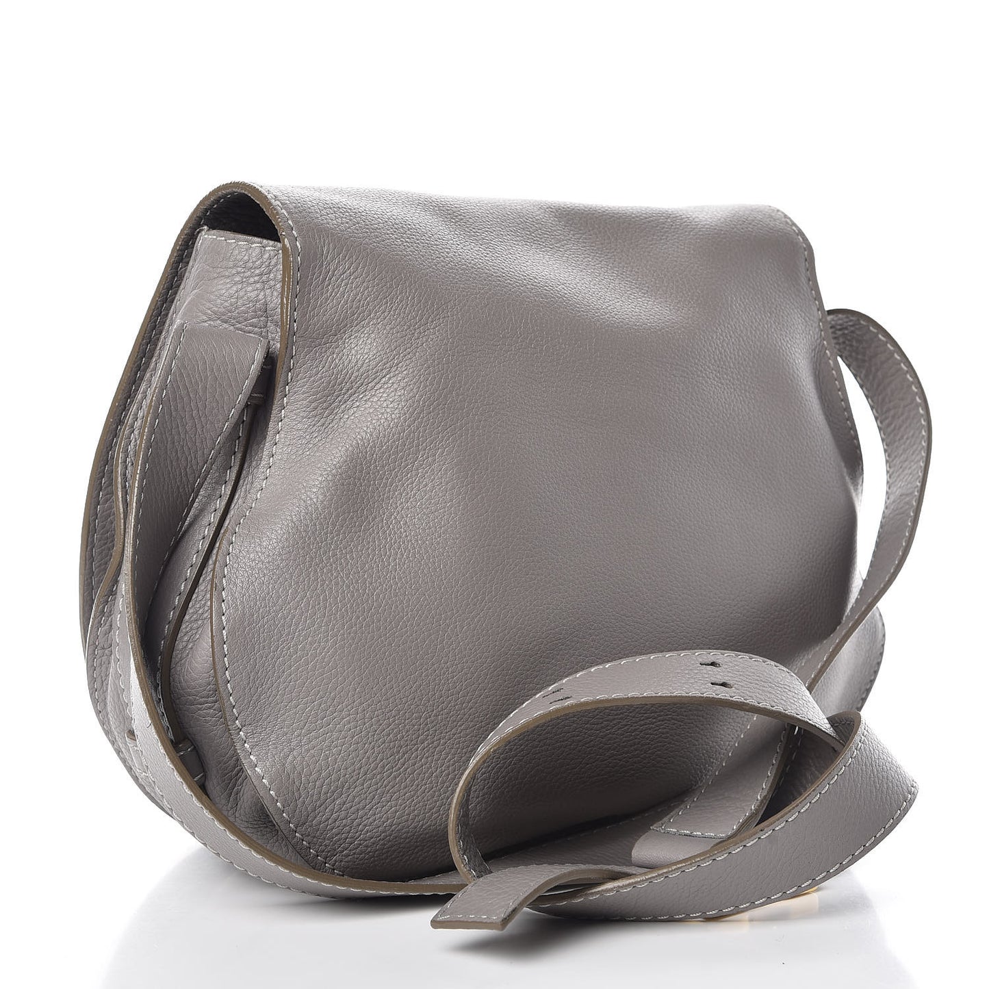 Calfskin Medium Marcie Round Crossbody Bag Cashmere Grey