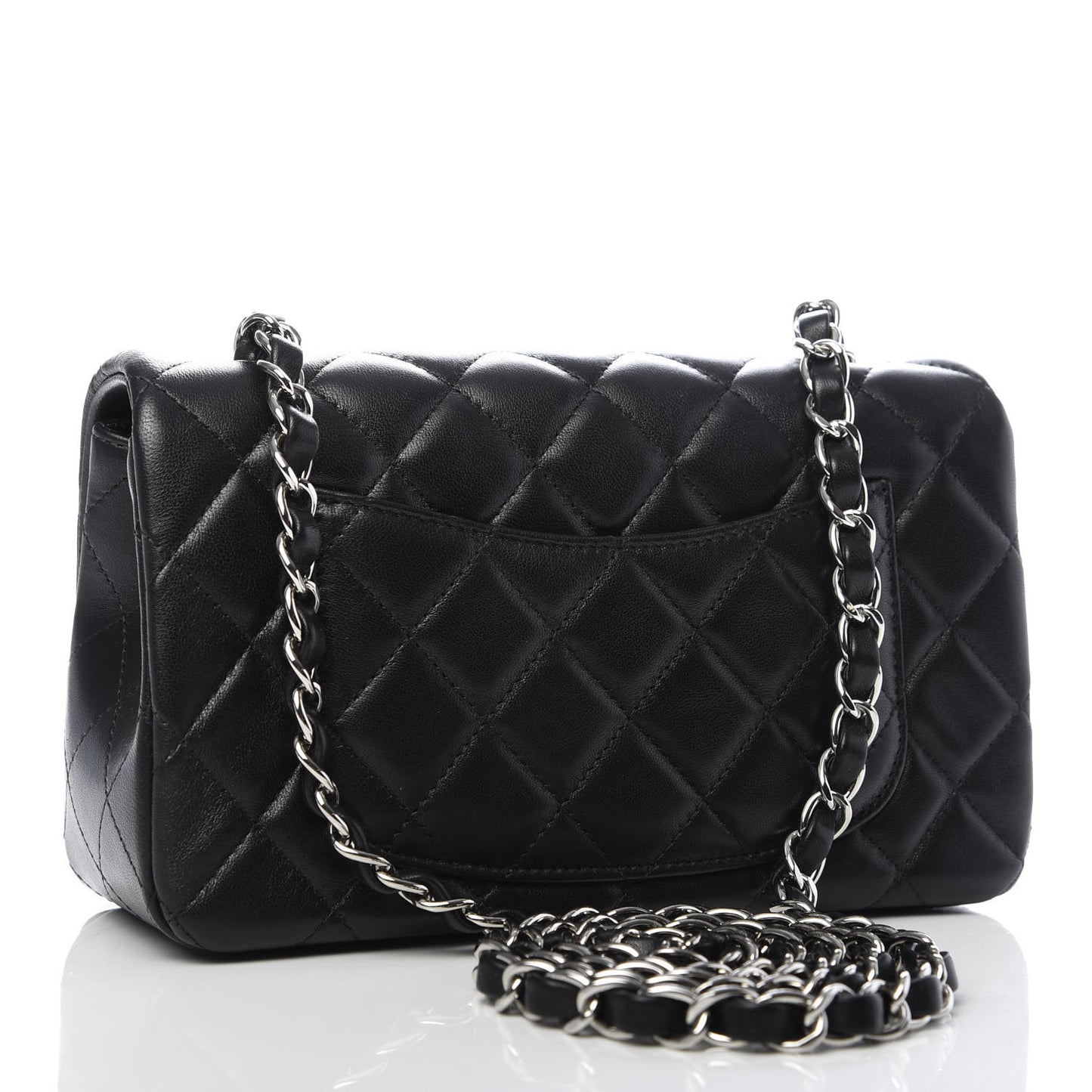 Lambskin Quilted Mini Rectangular Flap Black