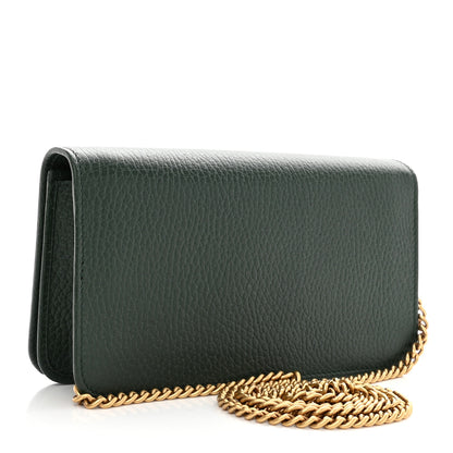 Gucci Dollar Calfskin Garden Mystic Cat Chain Wallet Green 3 of 8