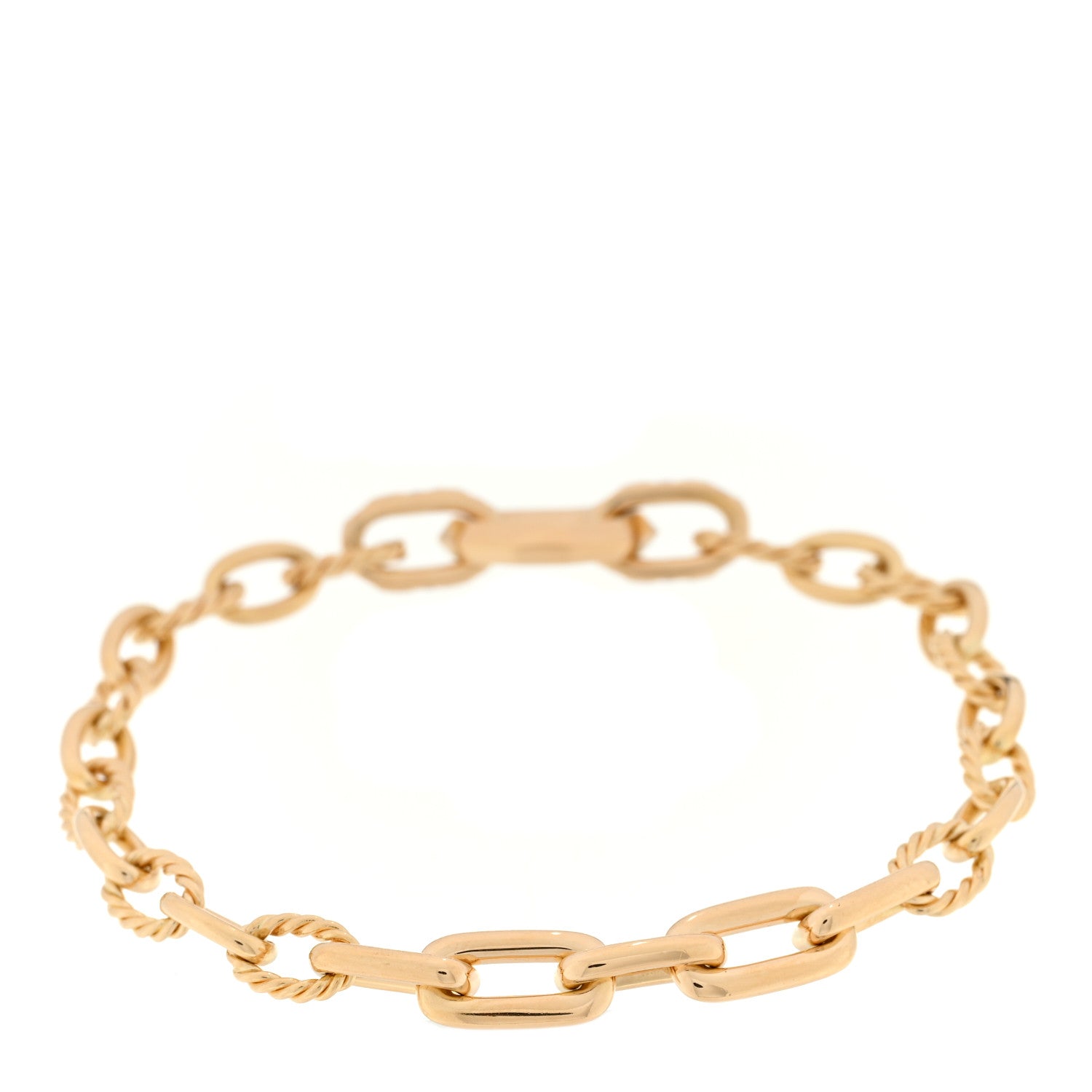 David Yurman 18K Yellow Gold Diamond Stax Link Chain Bracelet 2 of 3