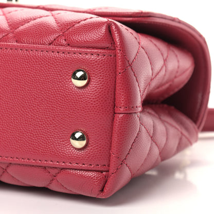 Chanel Caviar Quilted Mini Coco Handle Flap Dark Pink 8 of 9