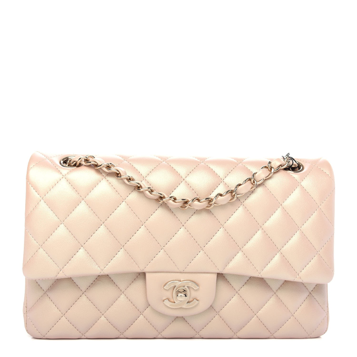 Chanel Iridescent Calfskin Quilted Medium Double Flap Beige 1 of 10