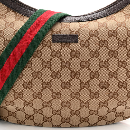 Gucci Monogram Web Medium Half Moon Hobo Dark Brown 8 of 10