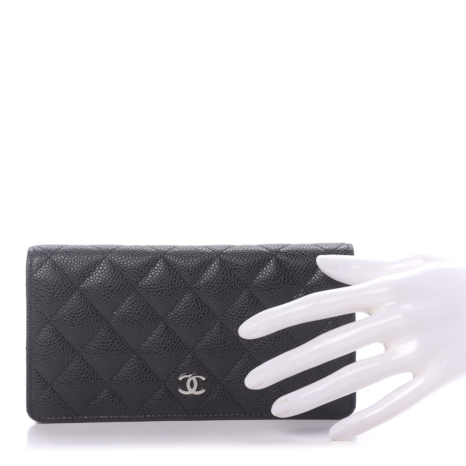 Chanel Caviar Quilted Yen Wallet Black 2 of 10