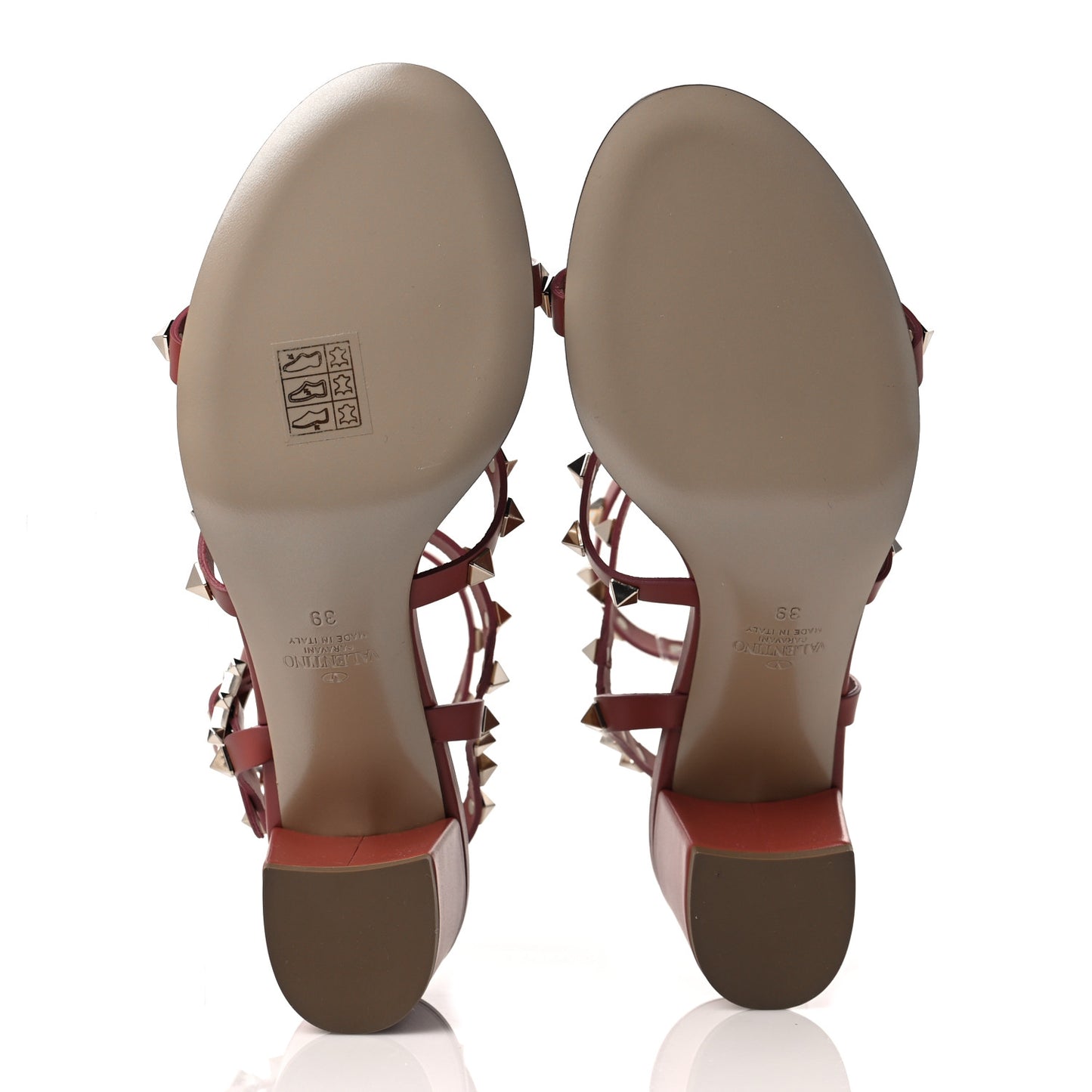 Calfskin Rockstud 60mm City Sandals 39 Gingerbread