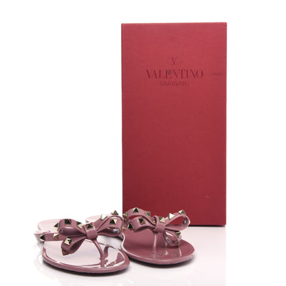 Valentino Garavani PVC Jelly Rockstud Bow Thong Sandals 40 Sandy Rose 11 of 11