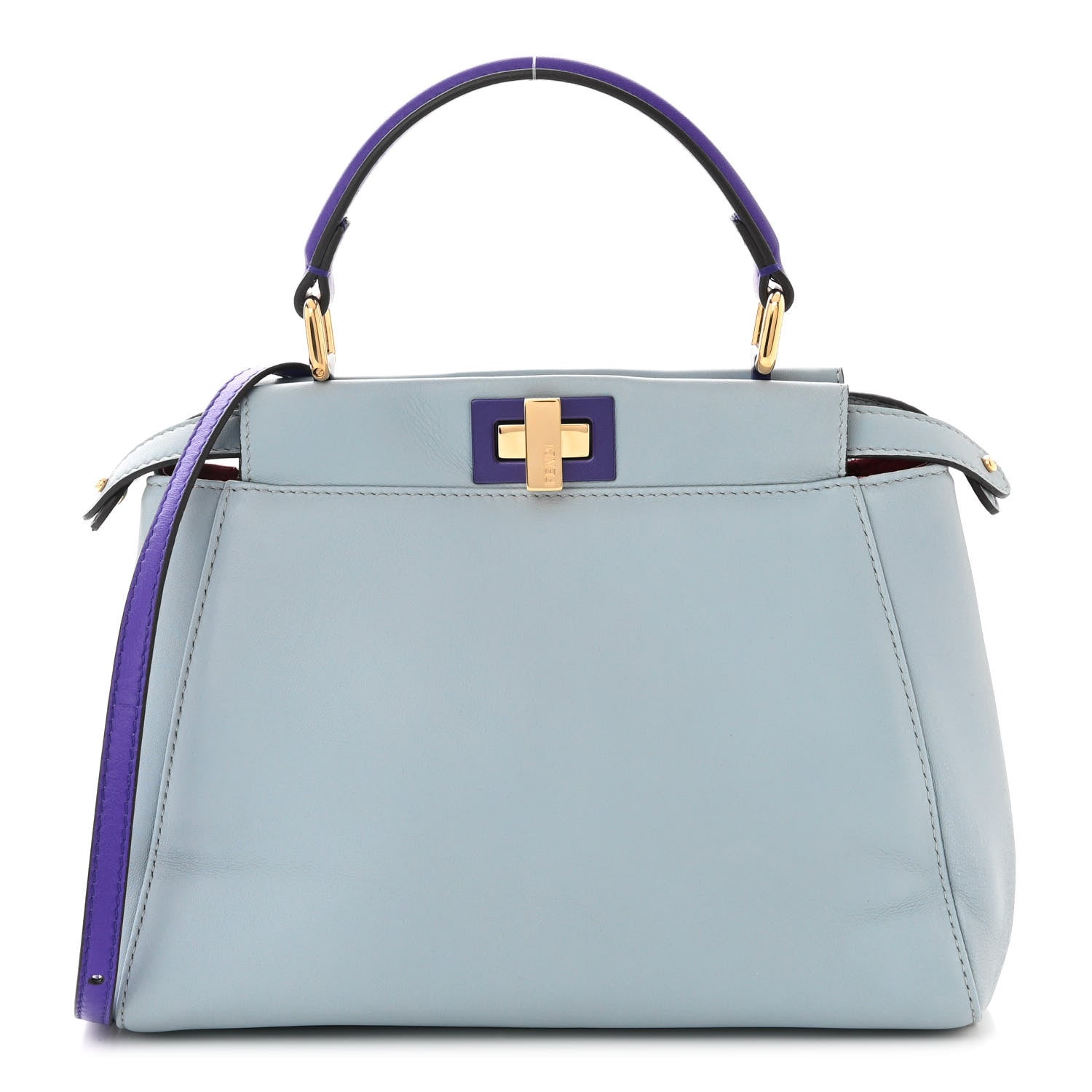 Fendi Nappa Colorblock Mini Peekaboo Iconic Satchel Polvere Purple Rain Ruby 1 of 11