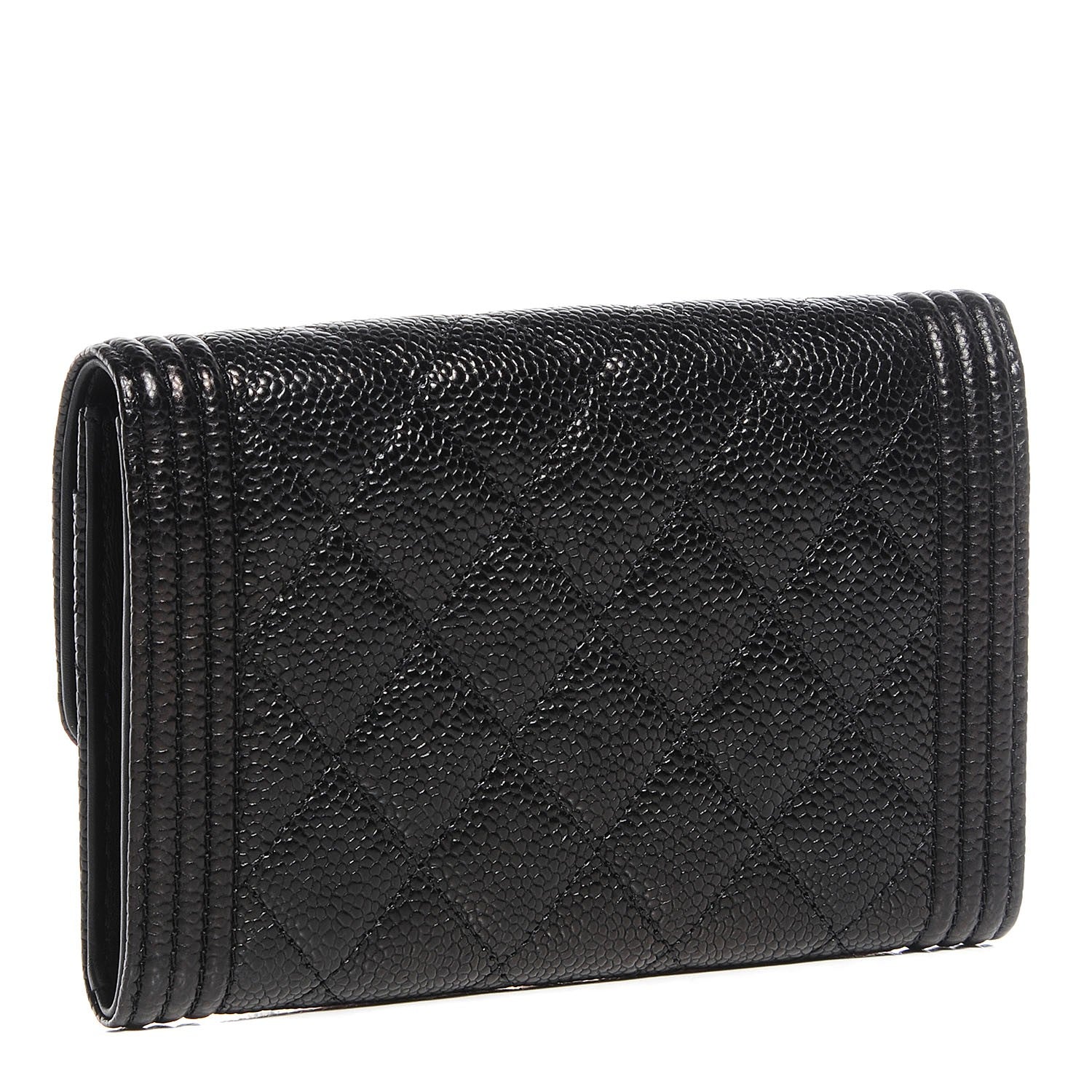 Chanel Caviar Quilted Boy Flap Card Holder Wallet Black 3 of 9
