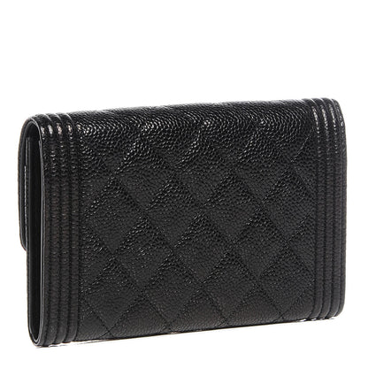 Chanel Caviar Quilted Boy Flap Card Holder Wallet Black 3 of 9
