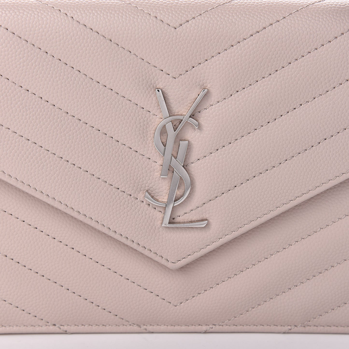 Grain De Poudre Matelasse Chevron Monogram Envelope Chain Wallet Marble Pink