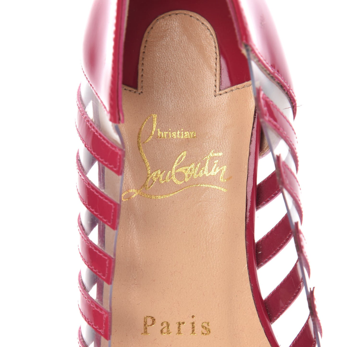 Patent PVC Striped A6 Flats 35 Red