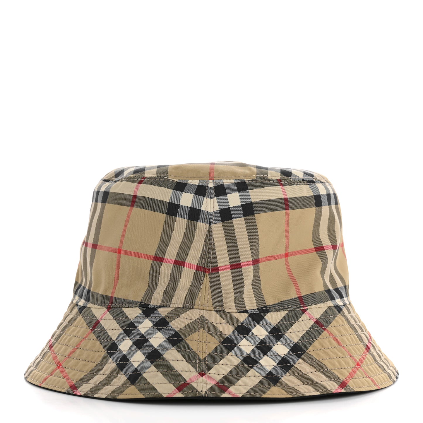Cotton Gabardine Vintage Check Reversible Bucket Hat M Black Sand