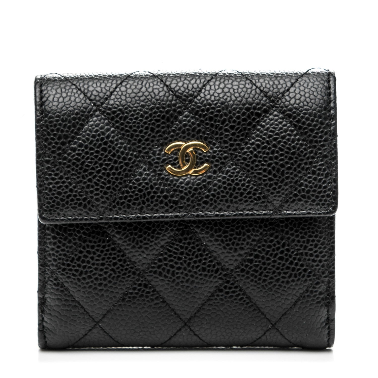 Chanel Caviar Quilted Compact French Flap Wallet Black 1 of 8