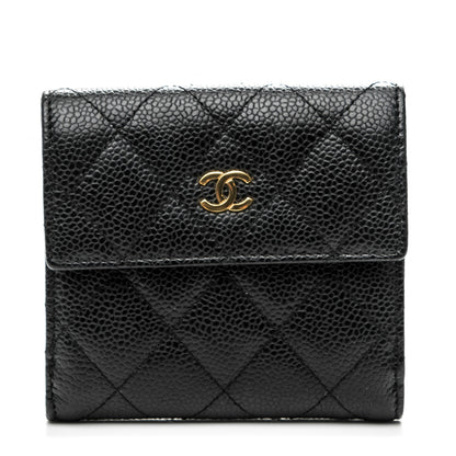 Chanel Caviar Quilted Compact French Flap Wallet Black 1 of 8