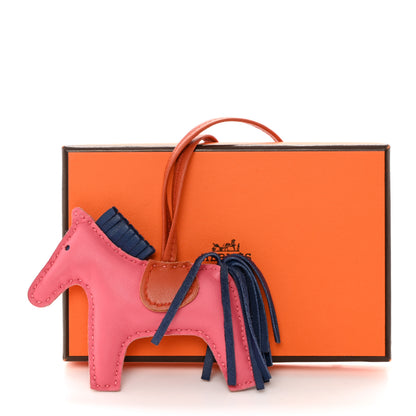 Hermes Milo Lambskin Grigri Rodeo Bag Charm PM Rose Azalee Cornaline Bleu De Malte 4 of 4