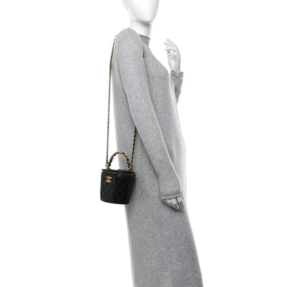 Chanel Patent Quilted Afternoon Tea Top Handle Mini Vanity Case With Chain Black Black 2 of 11