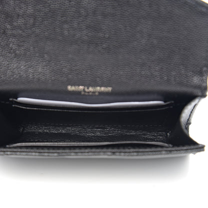 Saint Laurent Grain De Poudre Matelasse Chevron Small Monogram Envelope Wallet Black 4 of 7