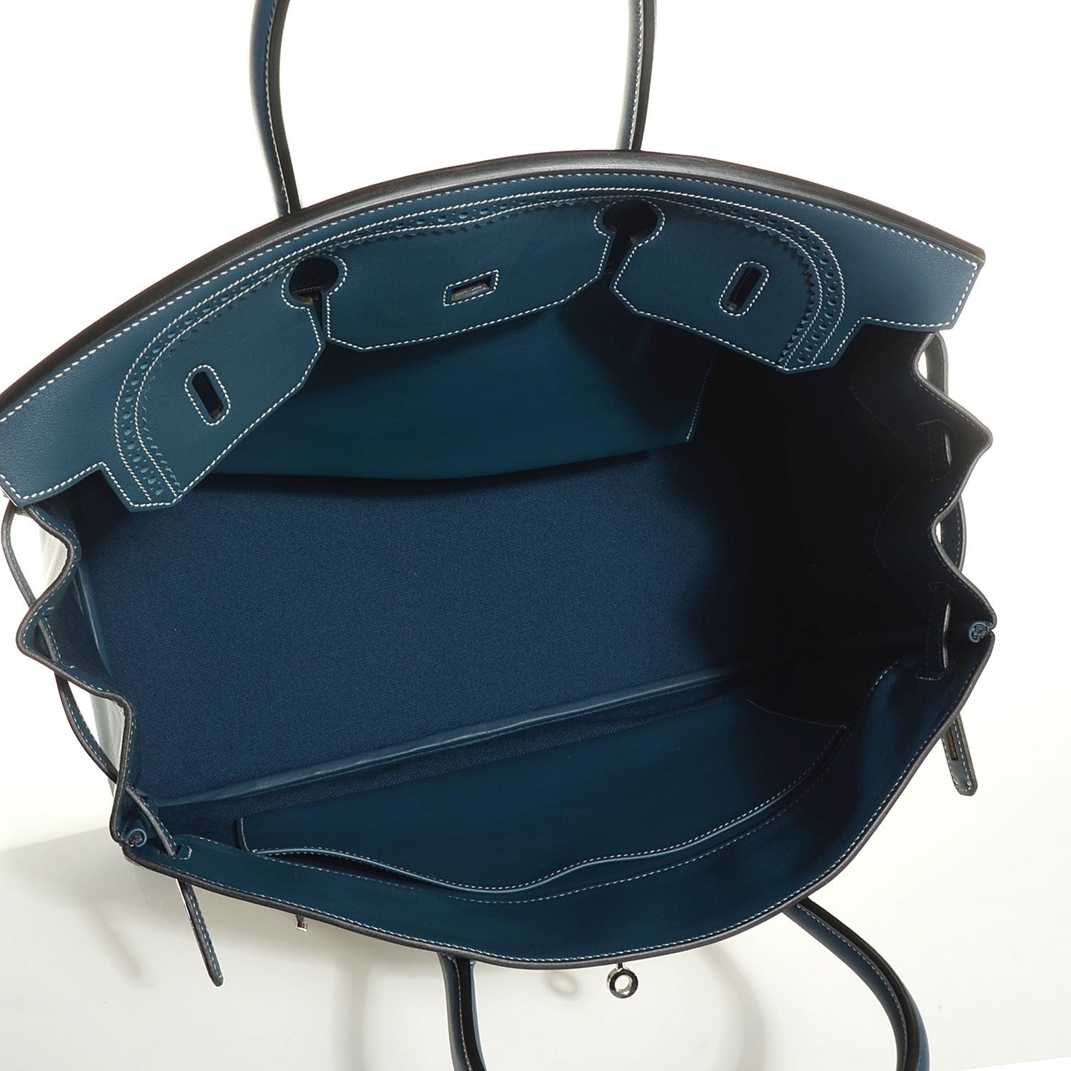 Hermes Swift Toile Ghillies Birkin 40 Bleu De Prusse 8 of 28