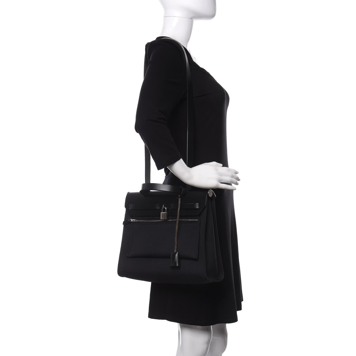 Hermes Military Toile Vache Hunter Herbag Zip PM 31 Black 2 of 11