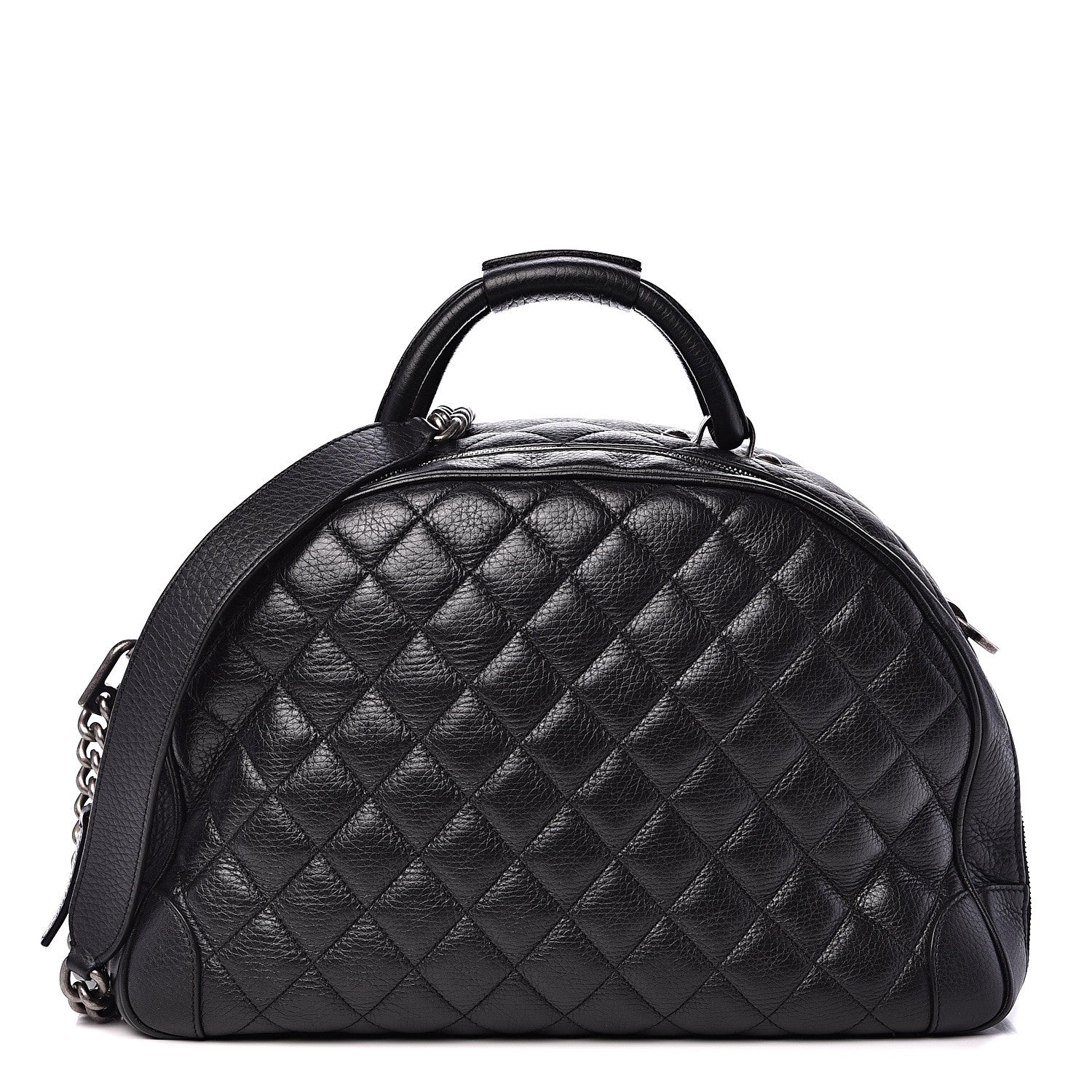 Chanel Calfskin Quilted Medium Airlines Round Trip Bowling Bag Black 1 of 11