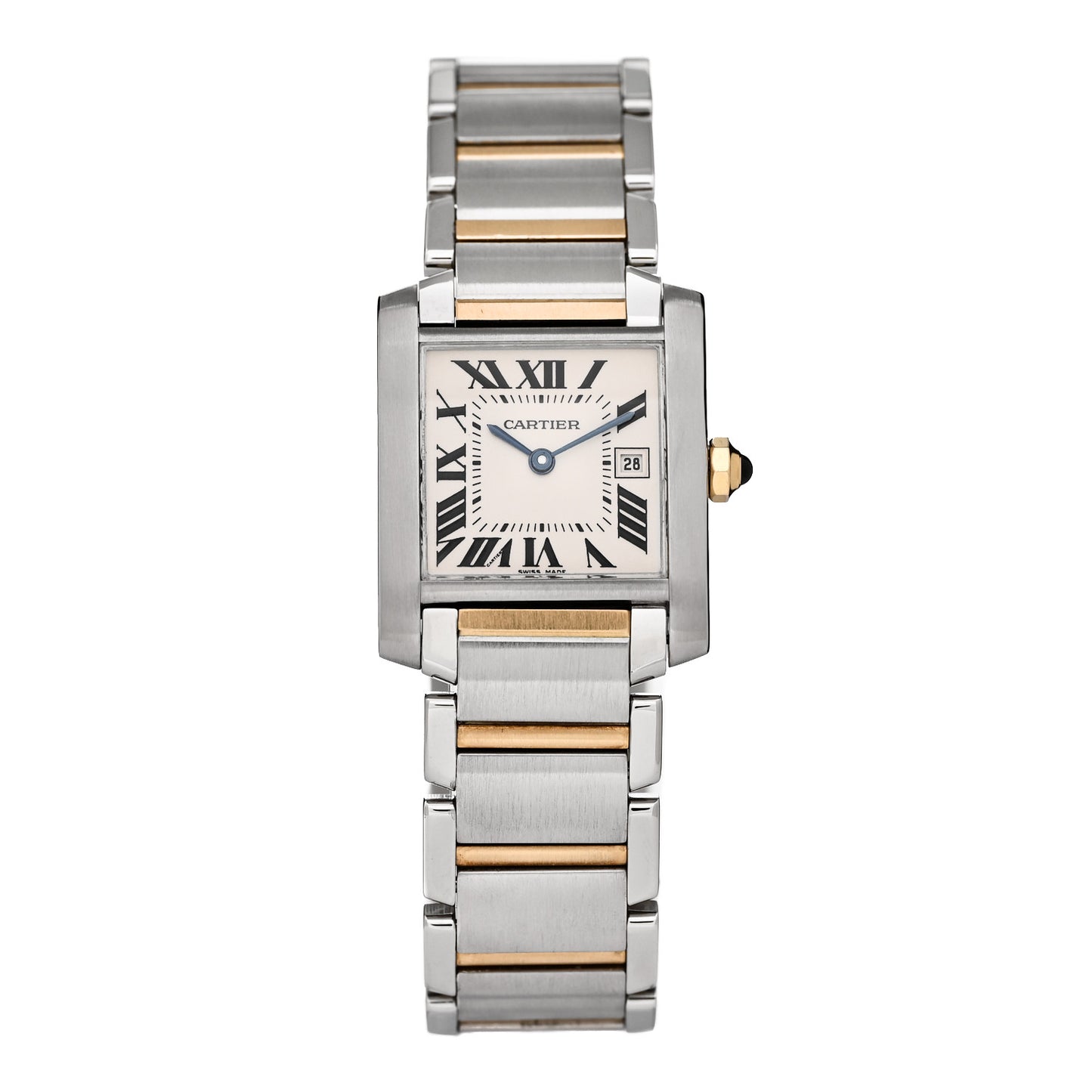 Stainless Steel 18K Yellow Gold 25mm Tank Francaise Quartz Watch