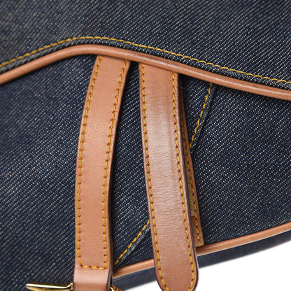 Christian Dior Denim Calfskin Saddle Bag Blue 8 of 14