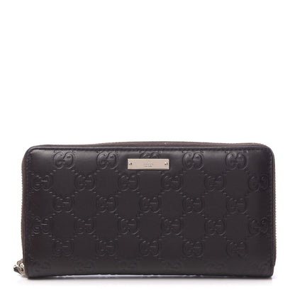 Gucci Guccissima Margaux Calfskin Metal Bar Zip Around Wallet Chocolate 1 of 9