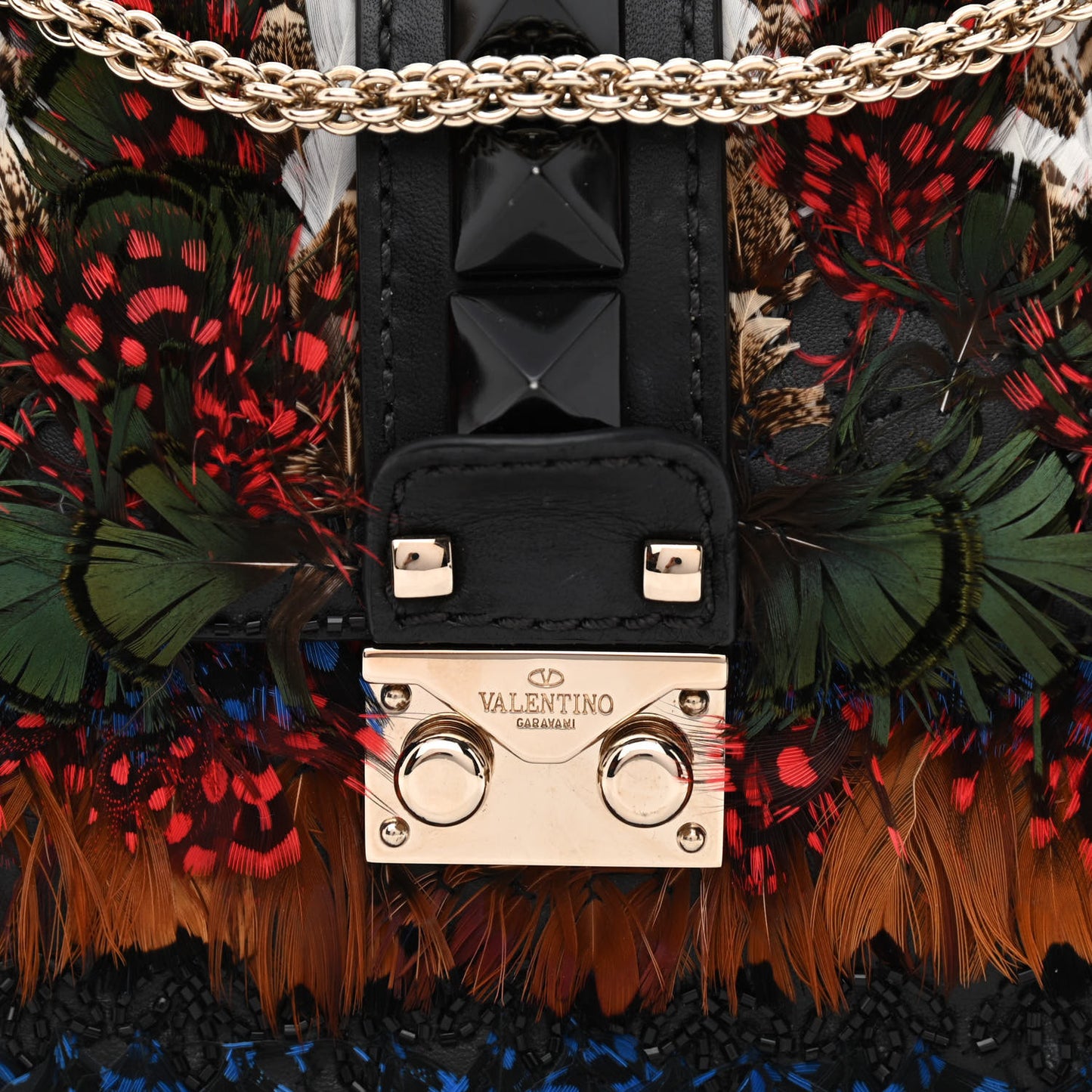 Feather Small Glam Lock Rockstud Flap Multicolor