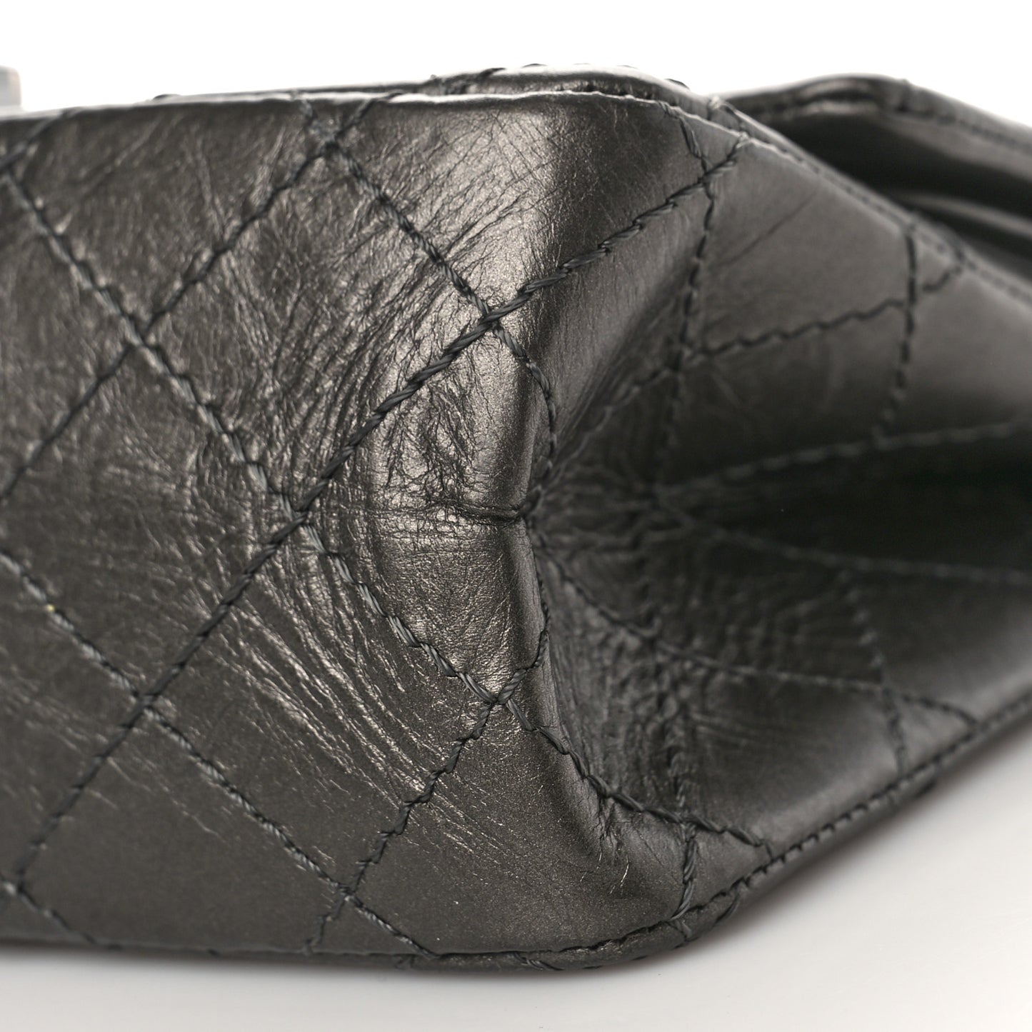 Aged Calfskin Quilted 2.55 Reissue Mini Flap Dark Silver
