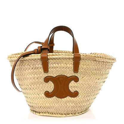 Celine Palm Leaf Calfskin Triomphe Teen Panier Tan 1 of 9