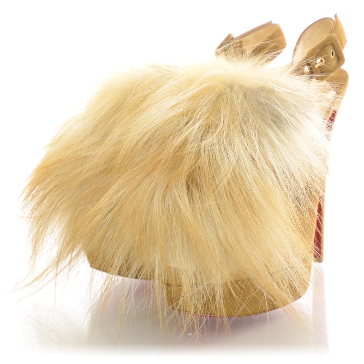 Christian Louboutin Suede Fox Fur Splash 150 Pumps 41 Camel 2 of 6