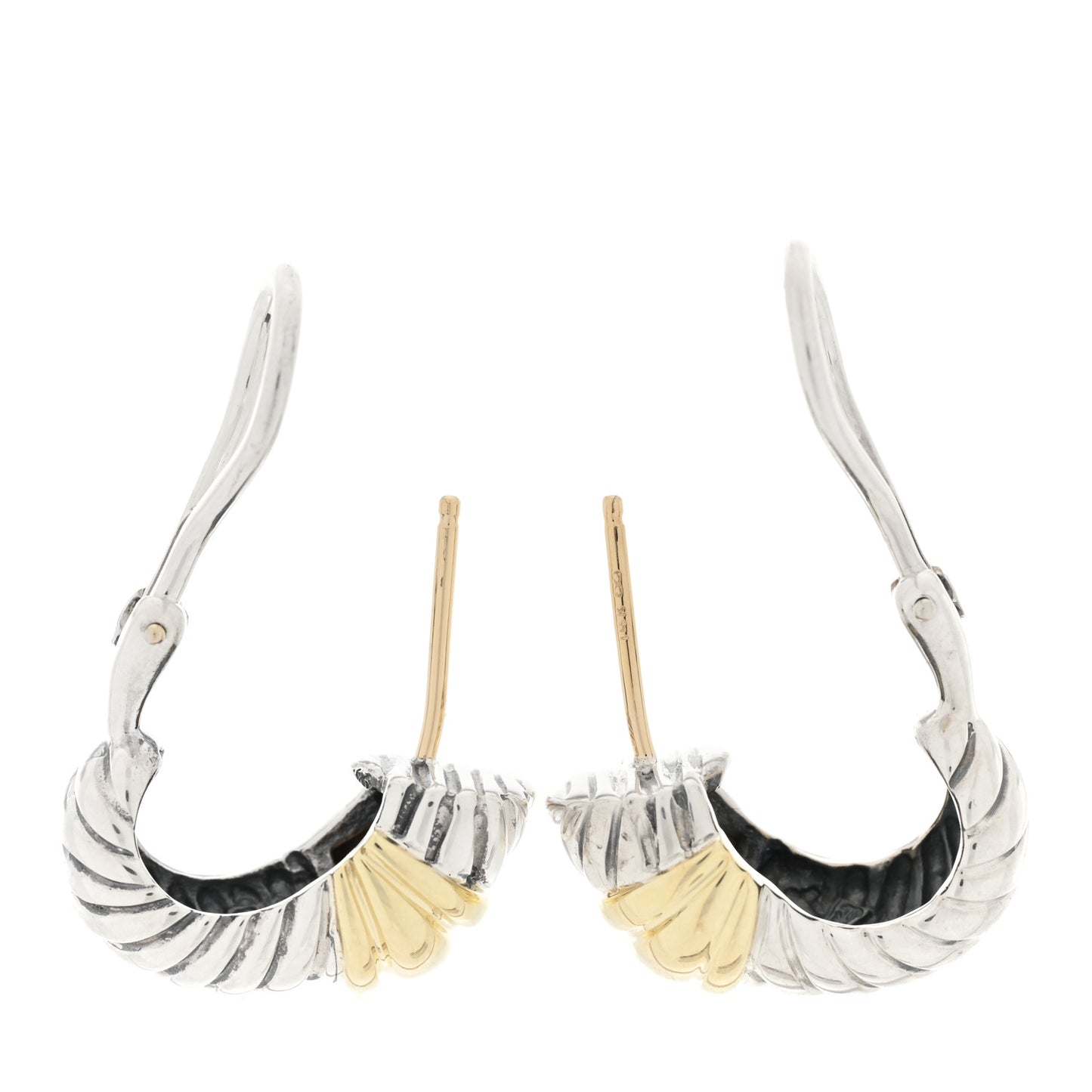 Sterling Silver 14K Yellow Gold Thoroughbred Shrimp Earrings