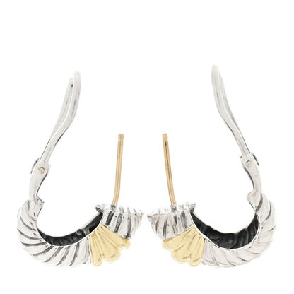 David Yurman Sterling Silver 14K Yellow Gold Thoroughbred Shrimp Earrings 3 of 5