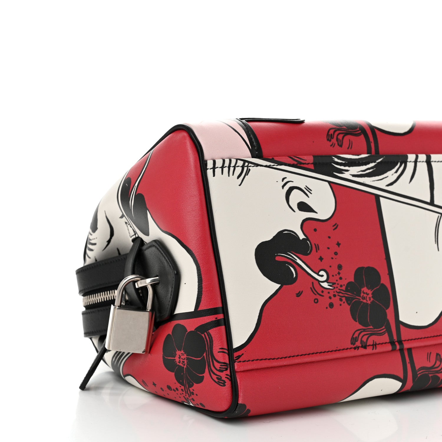 Prada Grace Lux Comic Print Bowler Bag Fuoco Black 9 of 11