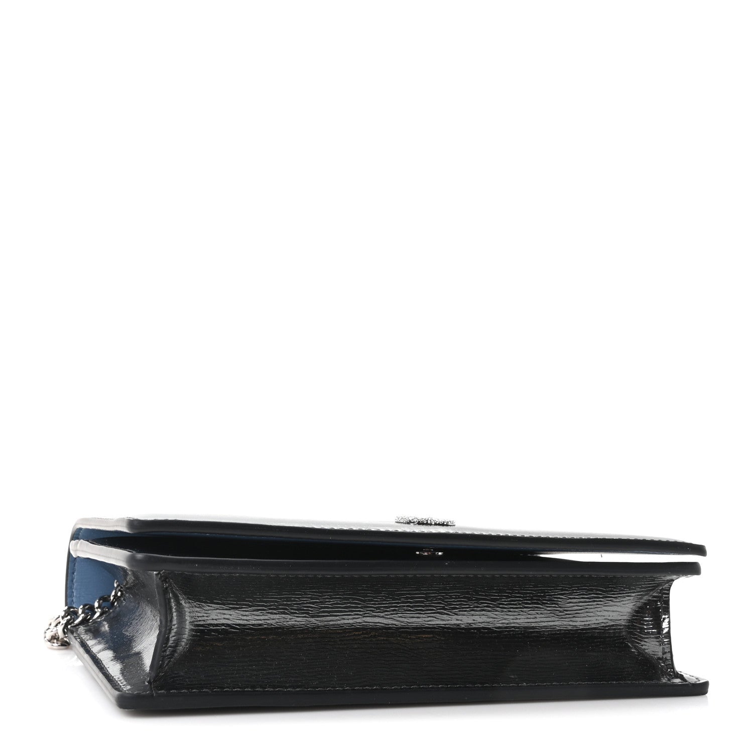 Gucci Textured Patent Bi-color GG Marmont Wallet on Chain  Silver Blue 4 of 9