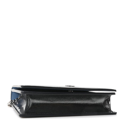 Gucci Textured Patent Bi-color GG Marmont Wallet on Chain  Silver Blue 4 of 9