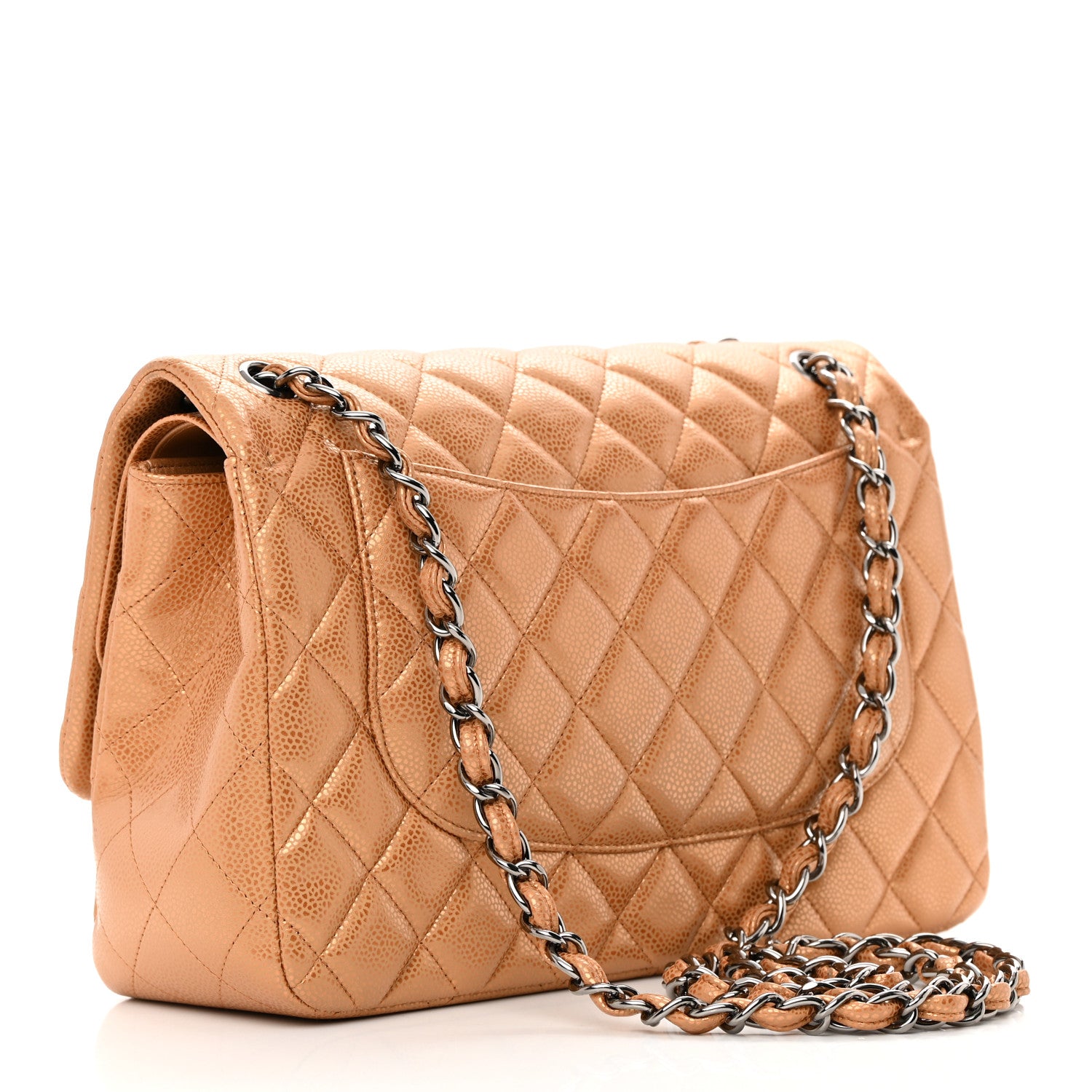 Chanel Metallic Caviar Quilted Jumbo Double Flap Copper 4 of 15