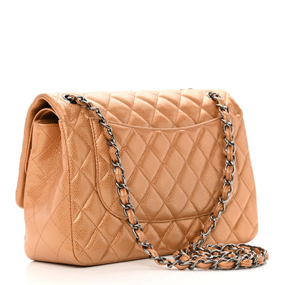 Chanel Metallic Caviar Quilted Jumbo Double Flap Copper 4 of 15