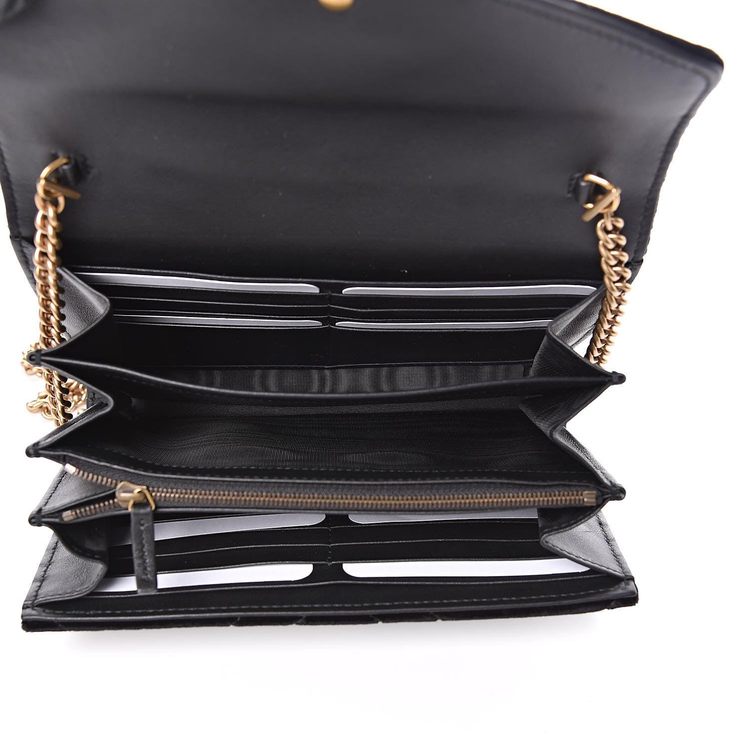 Gucci Velvet Matelasse GG Marmont Chain Wallet Black 5 of 11