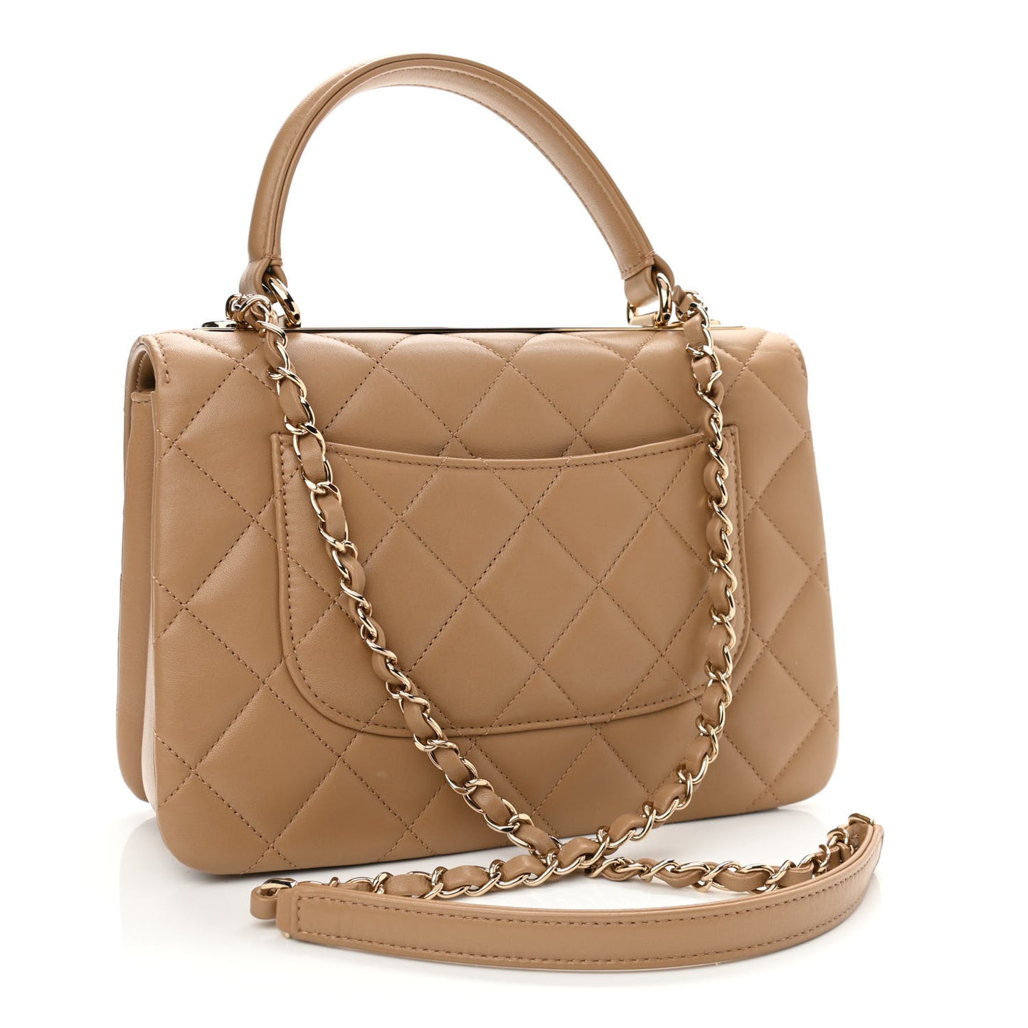 Lambskin Quilted Small Trendy CC Dual Handle Flap Bag Beige