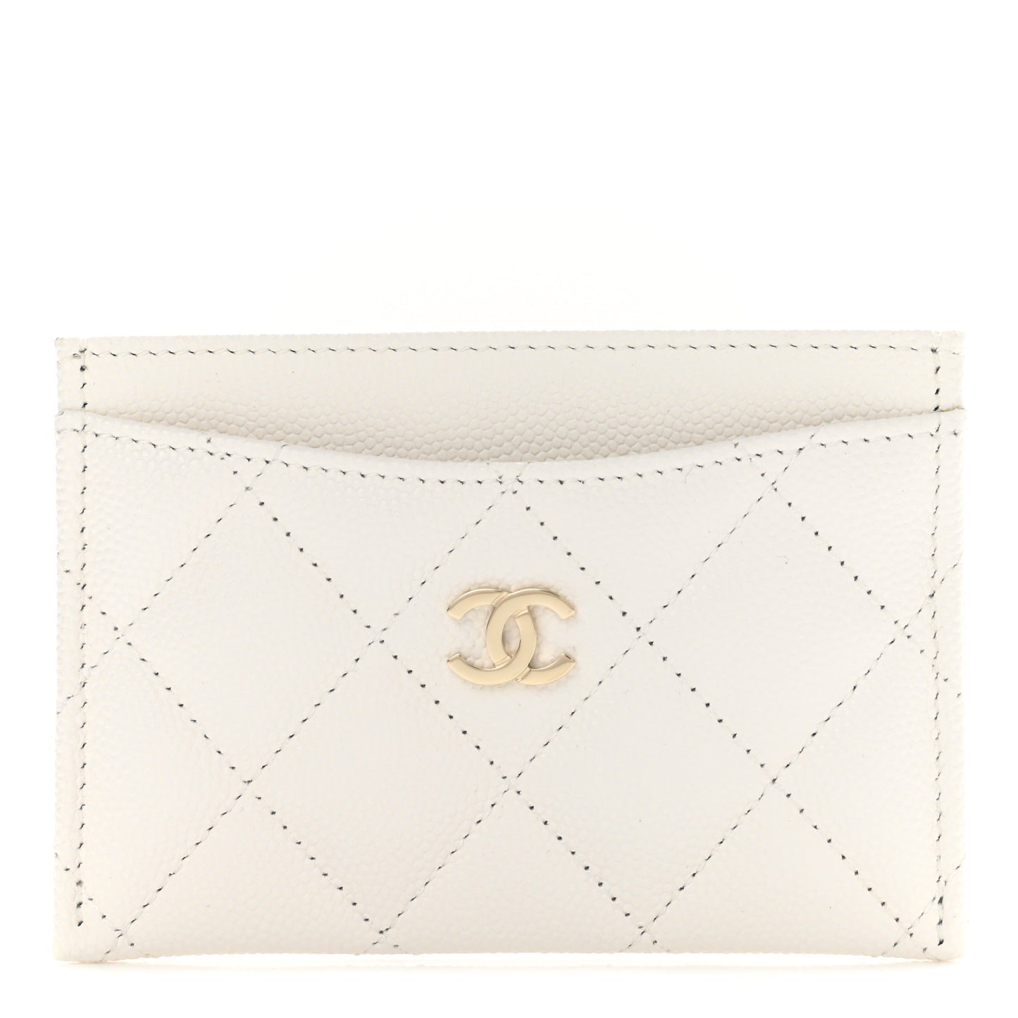 Caviar Quilted Card Holder White