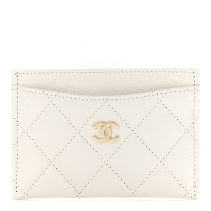 Chanel Caviar Quilted Card Holder White 1 of 9