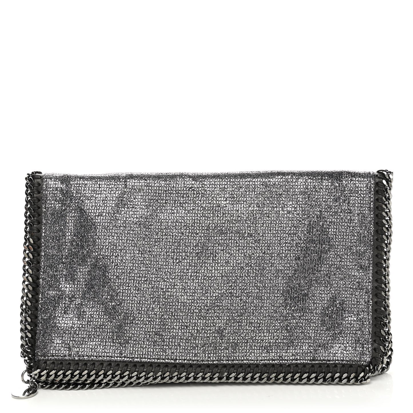 Metallic Glitter Fold Over Falabella Clutch Silver