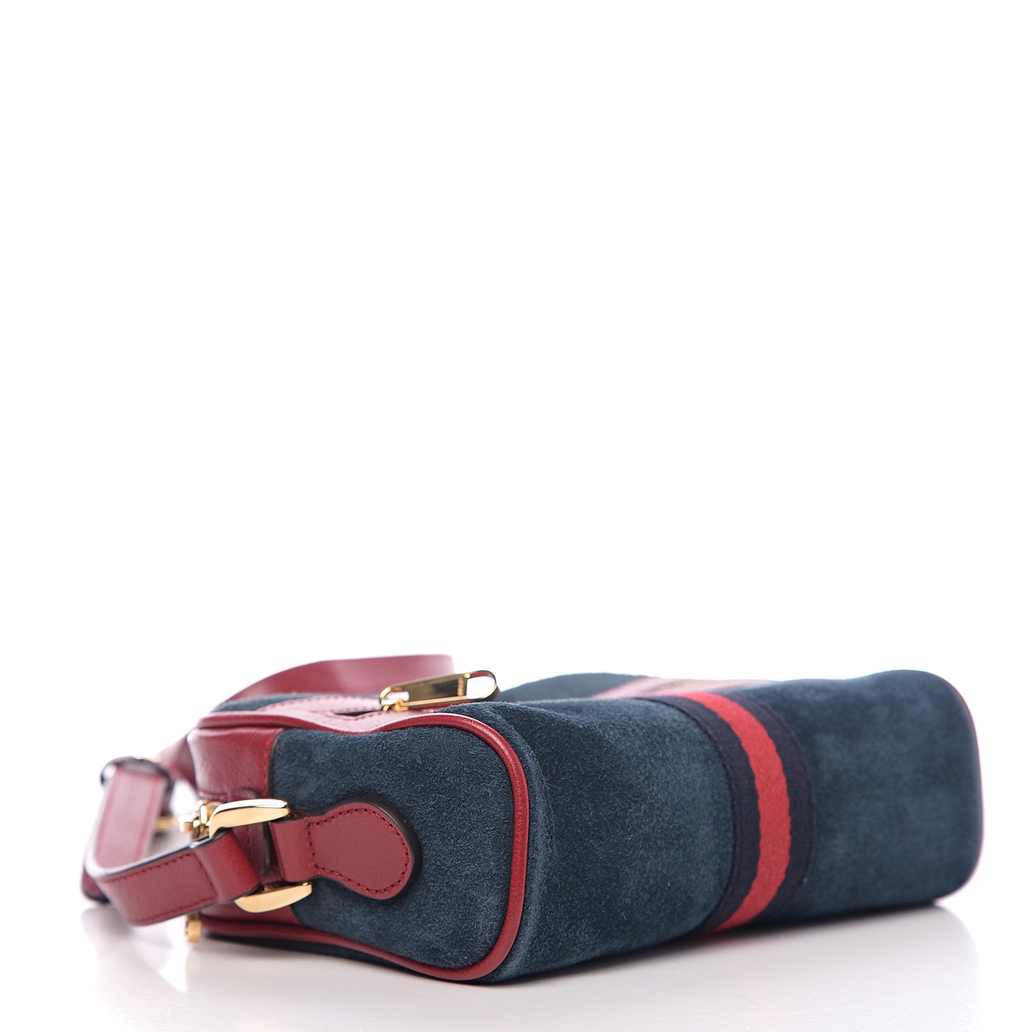 Gucci Suede Calfskin Web Mini Ophidia Shoulder Bag New Blue Romantic Cherry 3 of 9