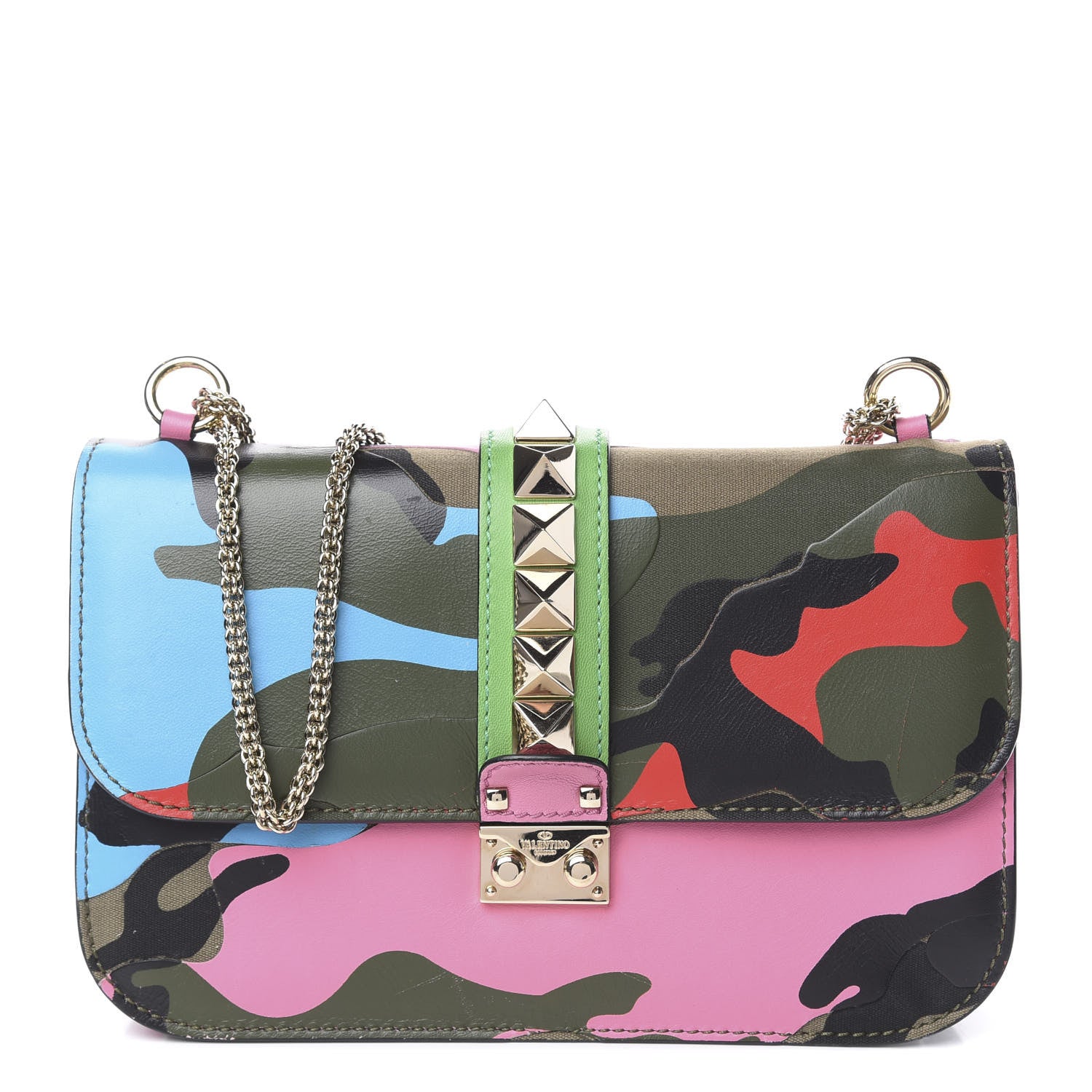Valentino Garavani Nappa Canvas Camouflage Medium Glam Lock Rockstud Flap Multicolor 1 of 11