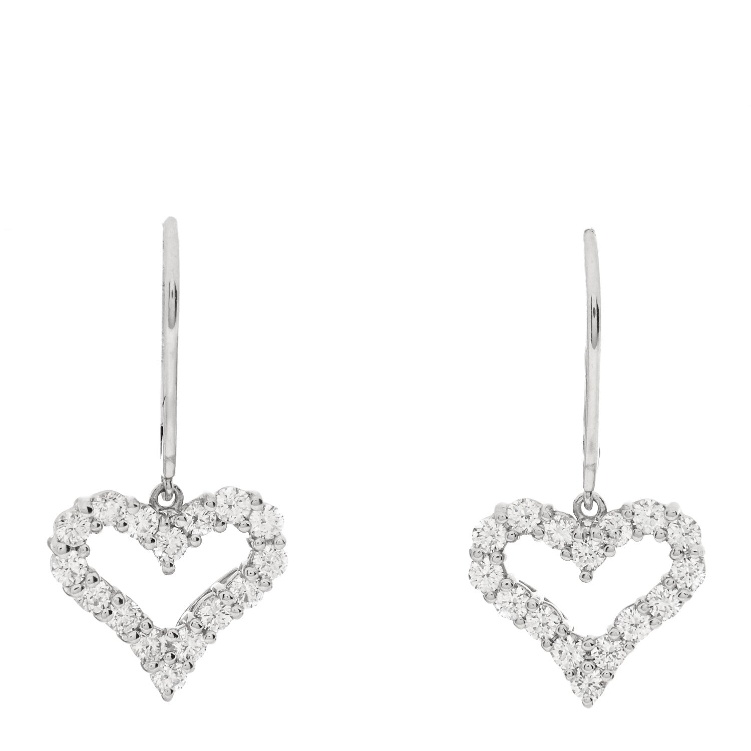 Tiffany Platinum Diamond Heart Drop Earrings 1 of 4