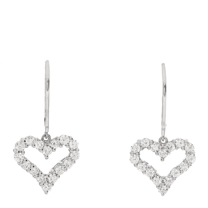 Tiffany Platinum Diamond Heart Drop Earrings 1 of 4